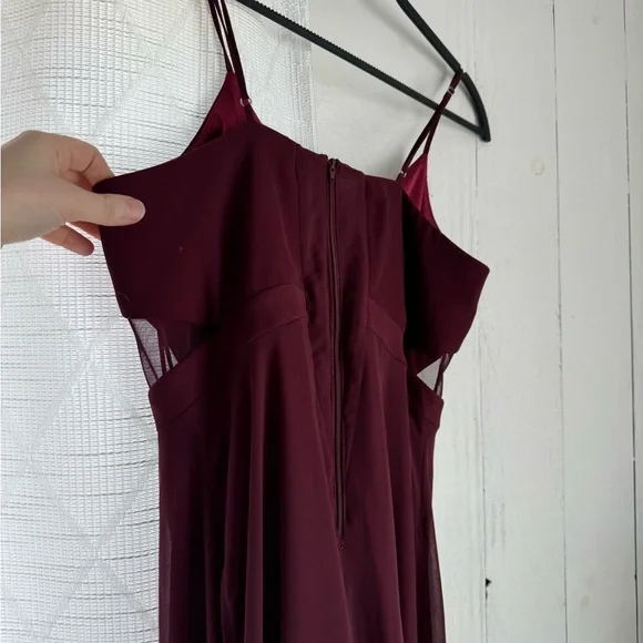 Birdy Grey Formal Burgandy Gown with Sheer Cut Out Details Sz M - Picture 4 of 4